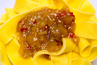 Hot Mango Chutney on Papardelle pasta!